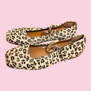 Augusta Ponyhair Leopard Print Mary Jane Flats - Animal Print Ballet Flats